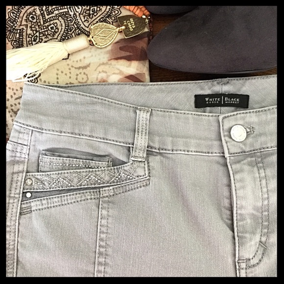 White House Black Market Denim - WHBM Blanc Jeans Skinny Ankle Size 6R Gray ❤️